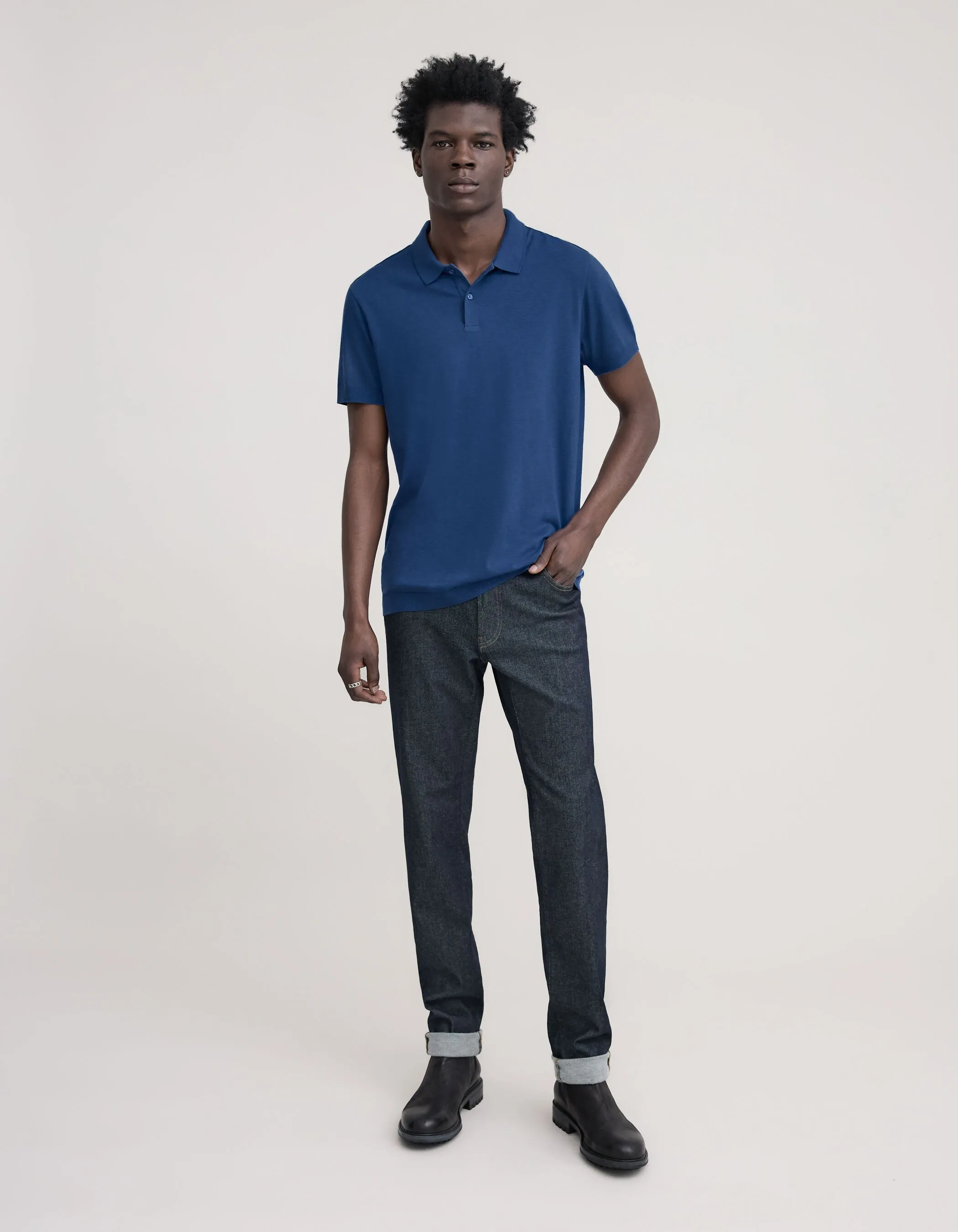 Polo cobalt coton modal Homme