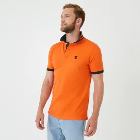 Polo en coton Pima aux détails contrastés orange