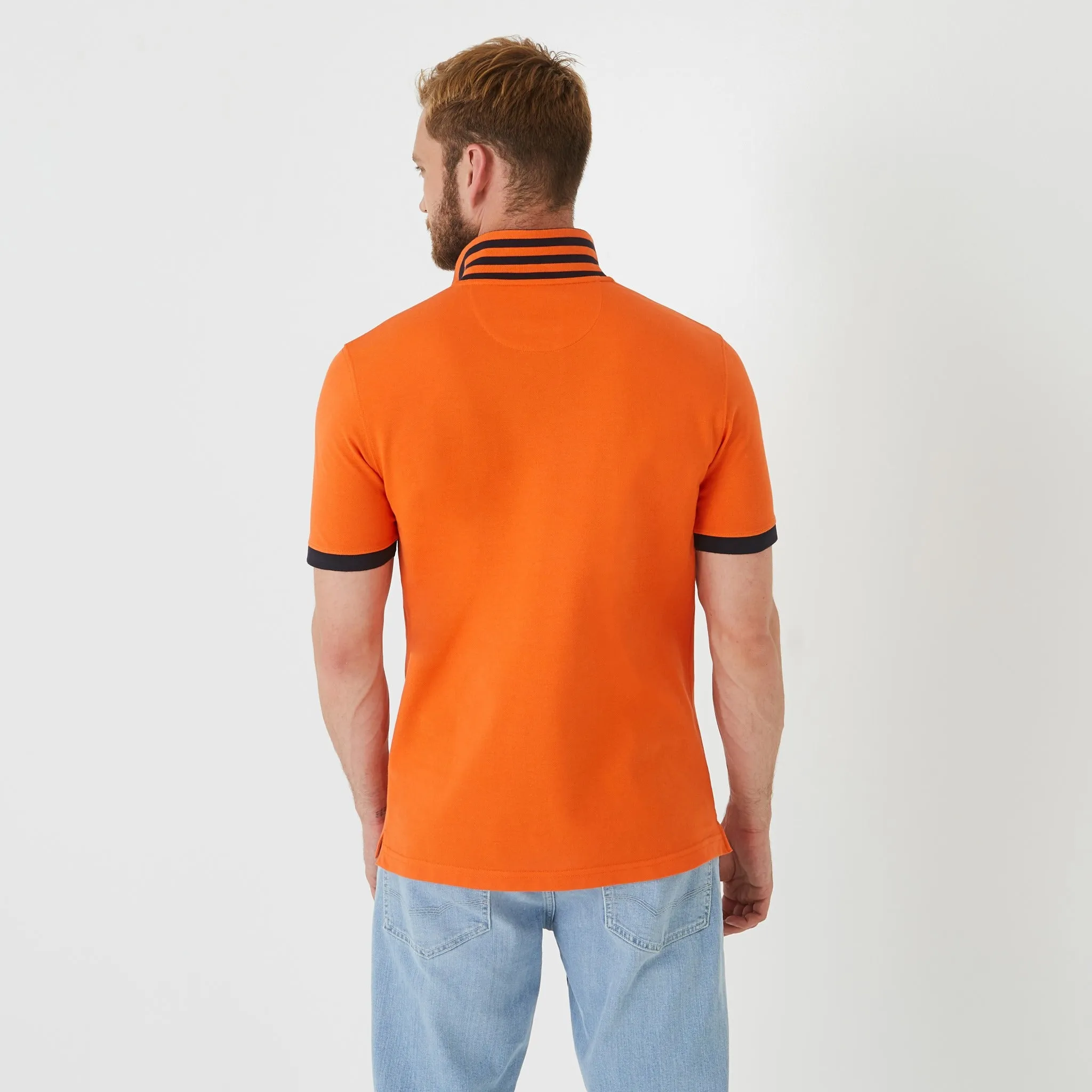 Polo en coton Pima aux détails contrastés orange