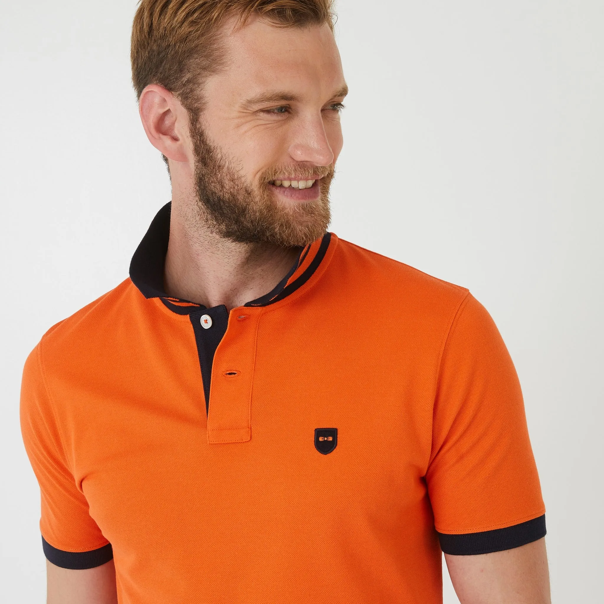 Polo en coton Pima aux détails contrastés orange