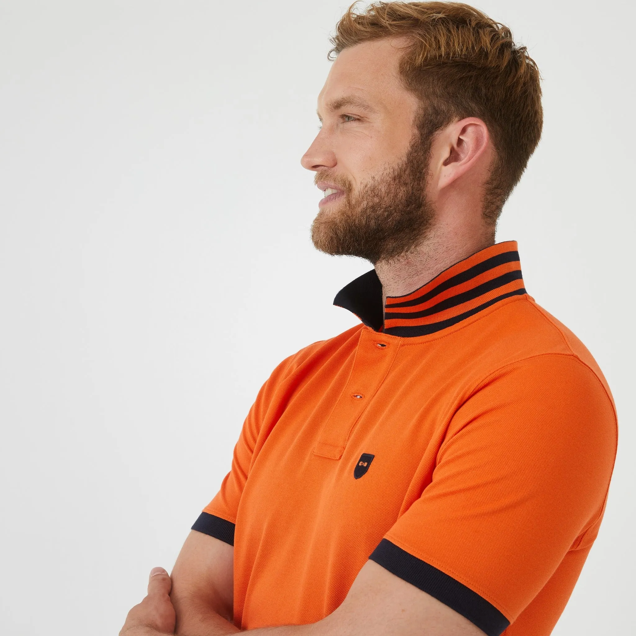 Polo en coton Pima aux détails contrastés orange