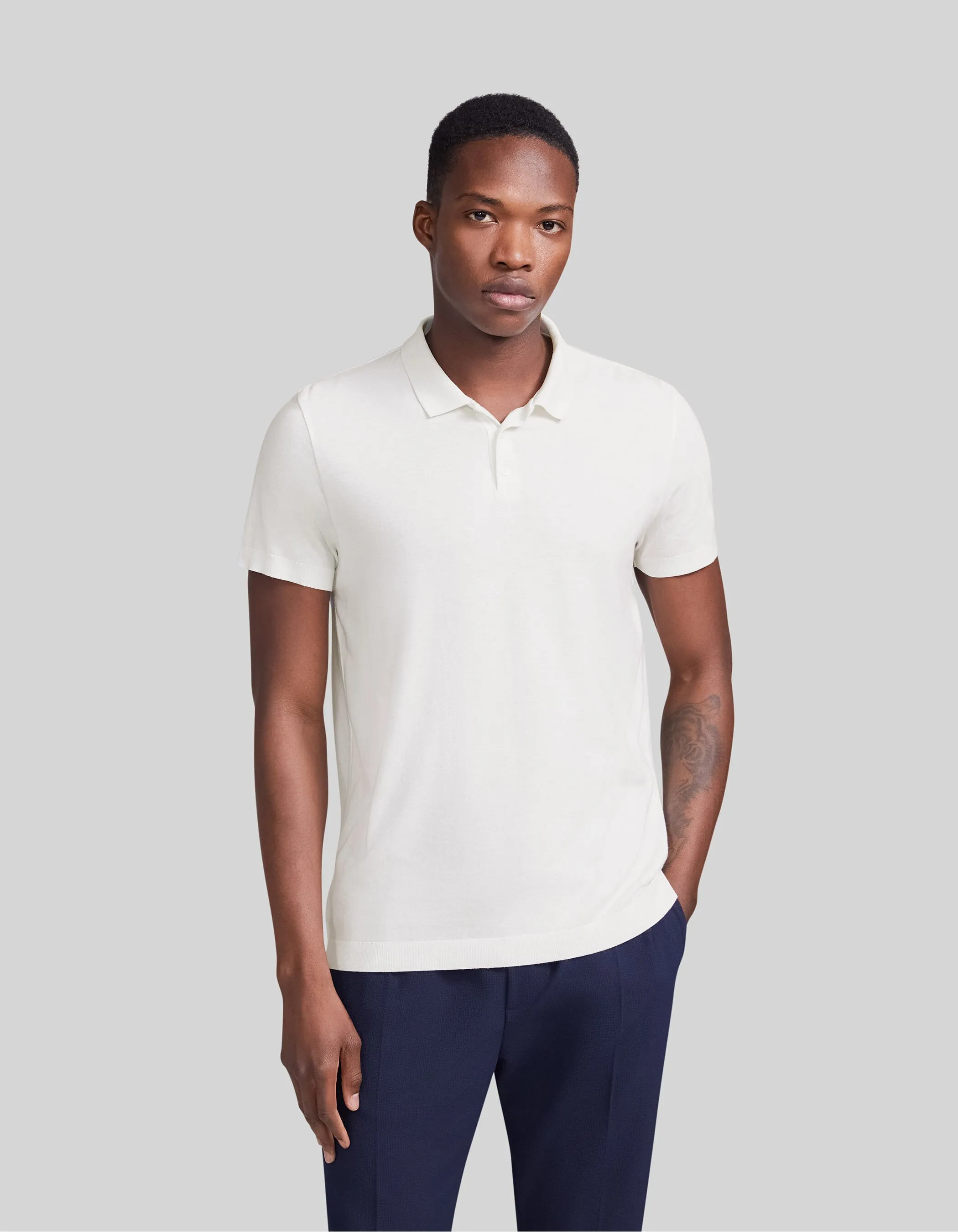 Polo off white coton modal Homme