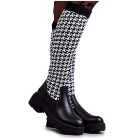 PS1 Bottes chaussettes femme Noir-Blanc Avira blanche le noir