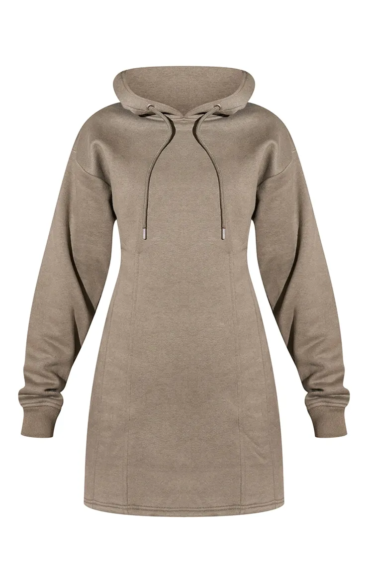 Renew Robe hoodie kaki clair à plis