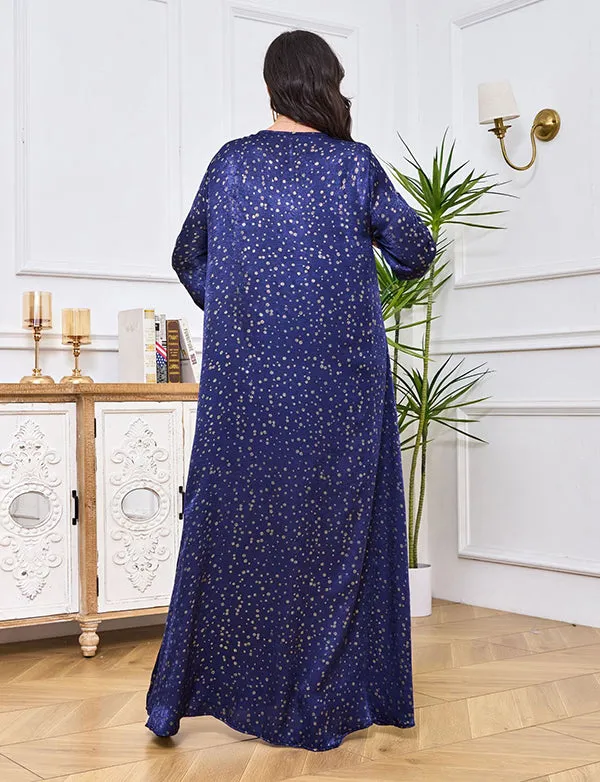 Robe d'abaya en dentelle strassée