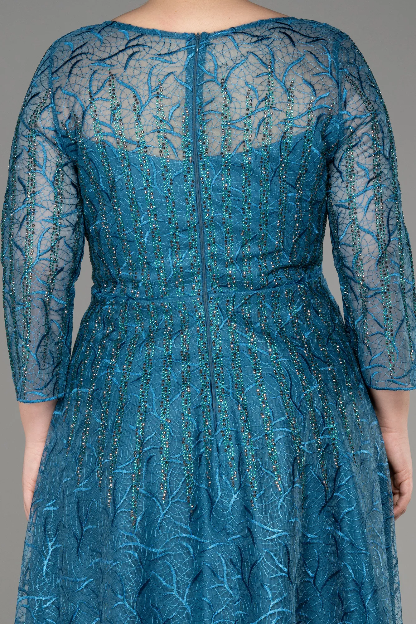 Robe De Soirée Grande Taille Longue Lacé Vert Pétrole ABU3932