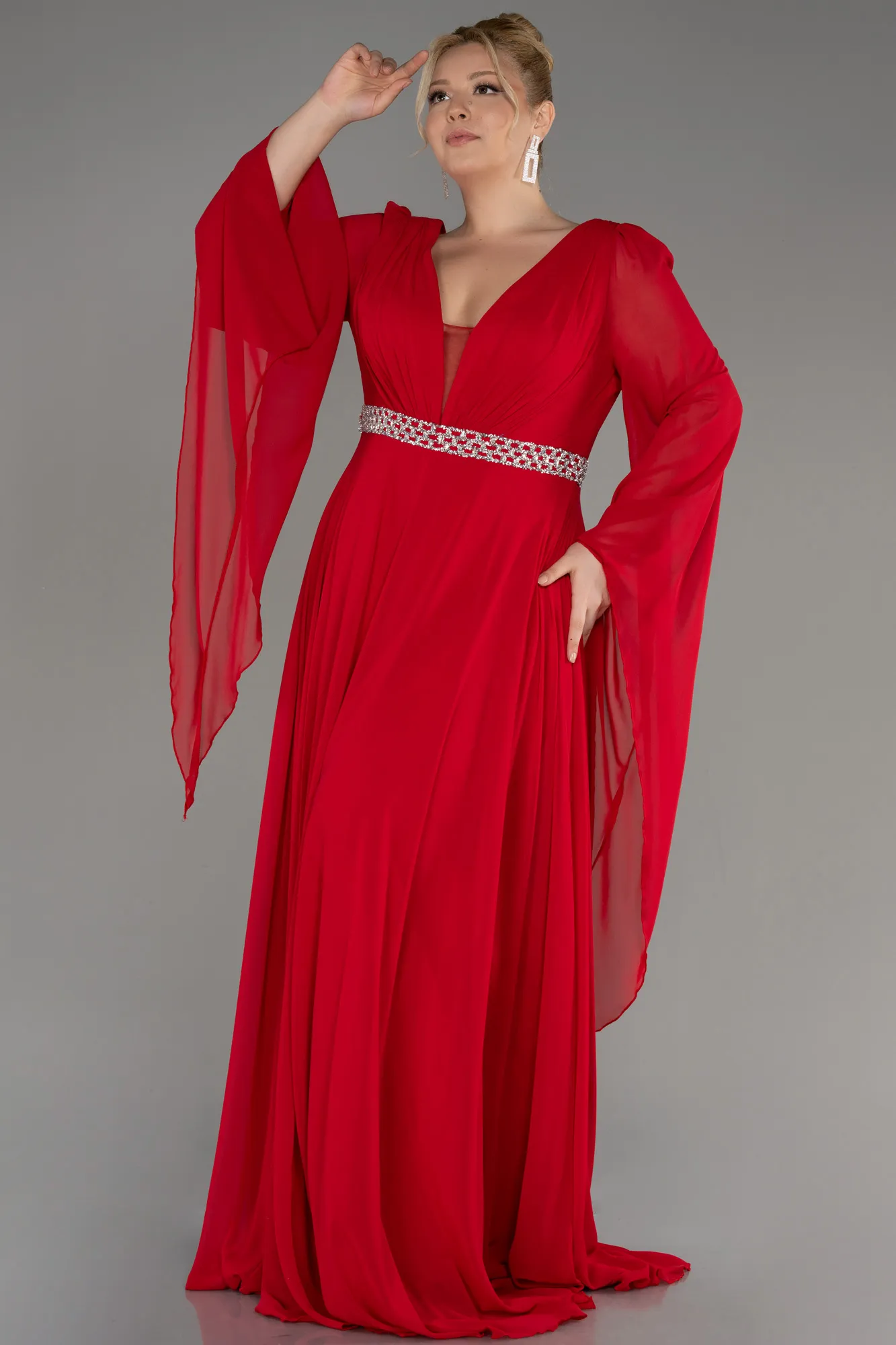 Robe De Soirée Grande Taille Mousseline Longue Violet Foncé ABU3543