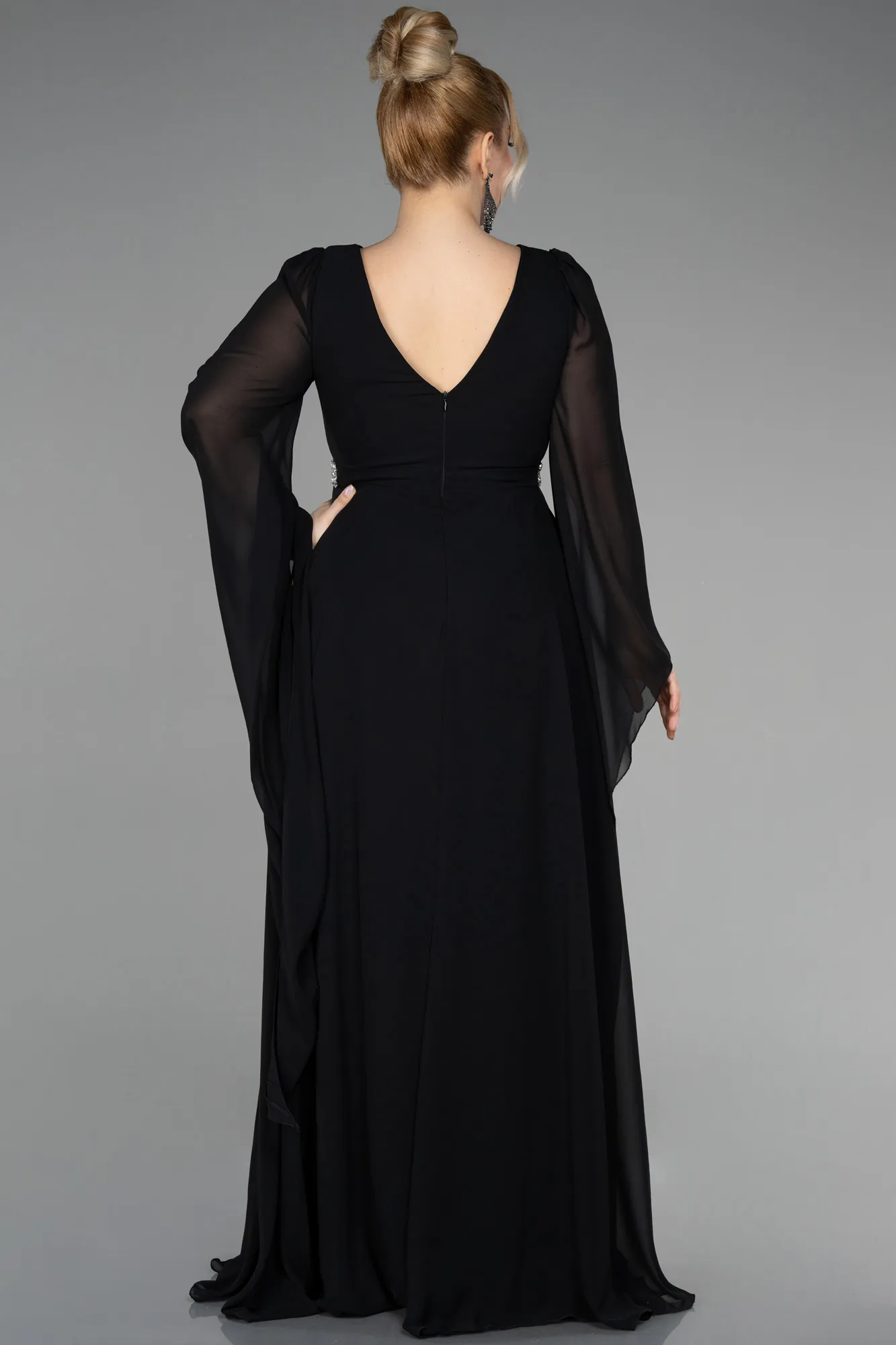 Robe De Soirée Grande Taille Mousseline Longue Violet Foncé ABU3543