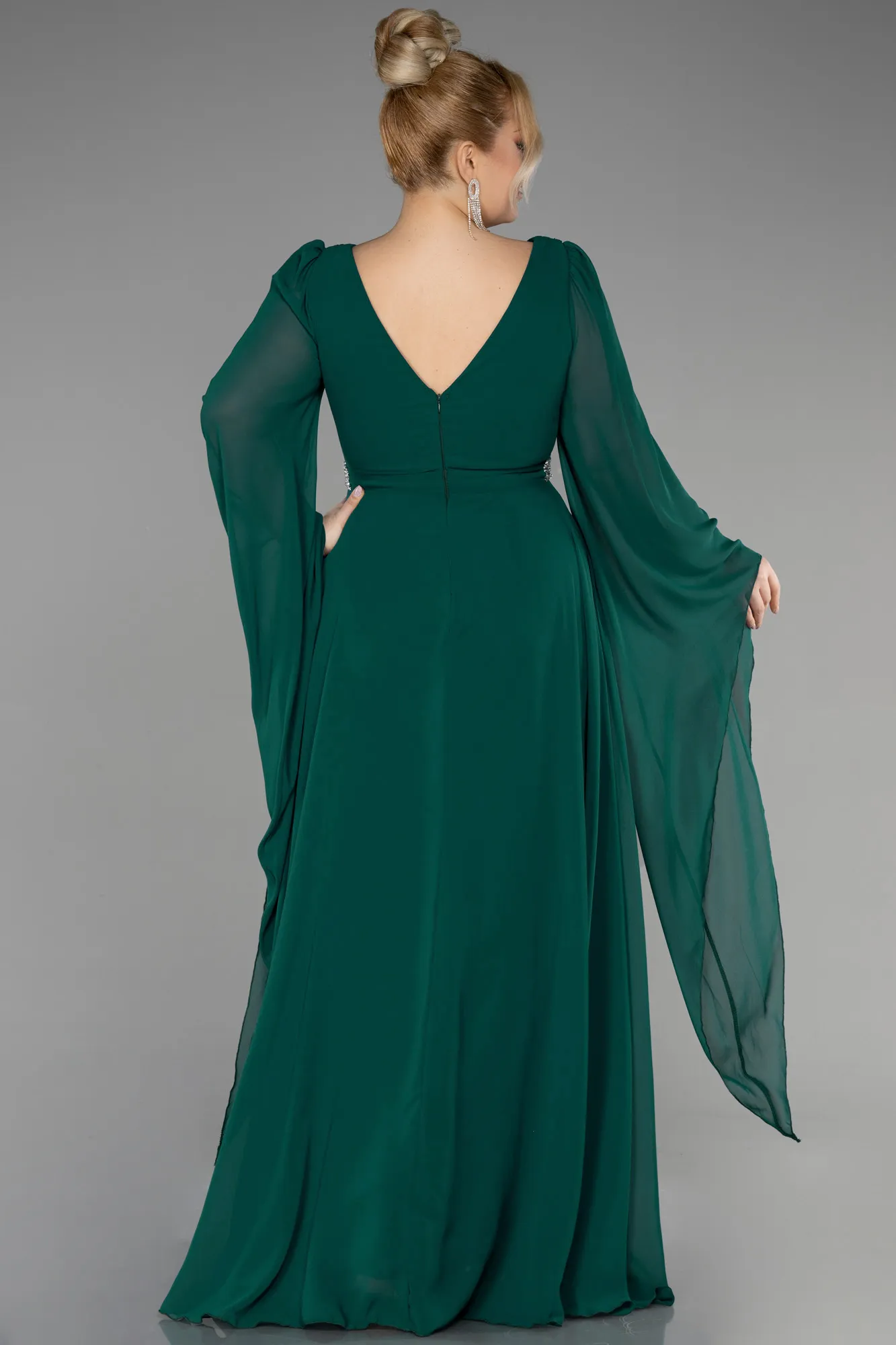 Robe De Soirée Grande Taille Mousseline Longue Violet Foncé ABU3543