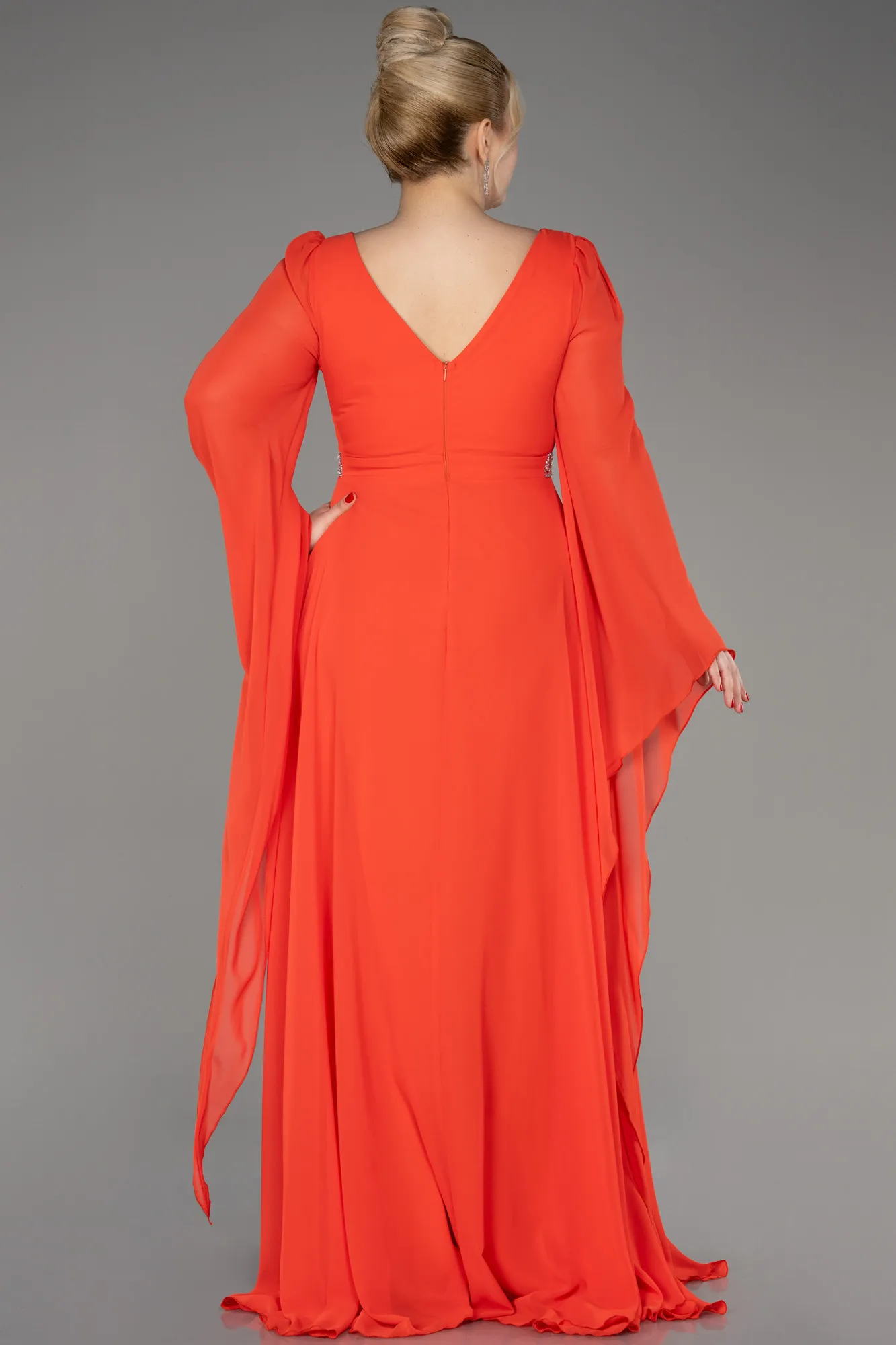 Robe De Soirée Grande Taille Mousseline Longue Violet Foncé ABU3543