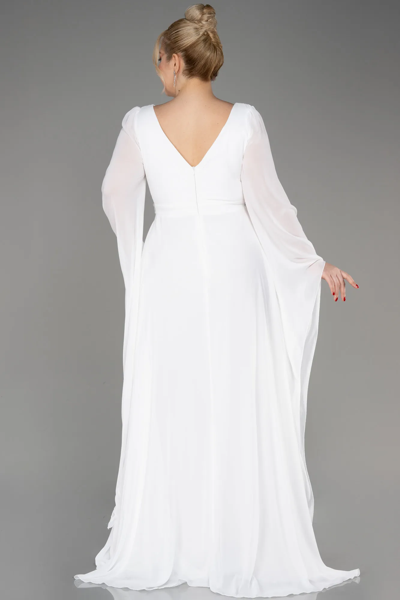 Robe De Soirée Grande Taille Mousseline Longue Violet Foncé ABU3543