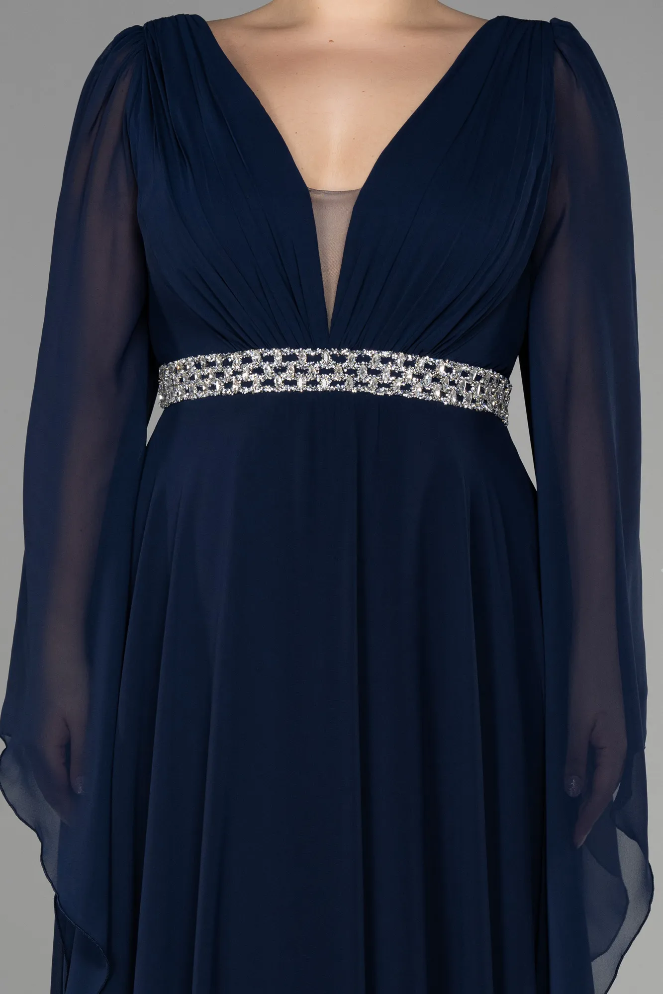 Robe De Soirée Grande Taille Mousseline Longue Violet Foncé ABU3543