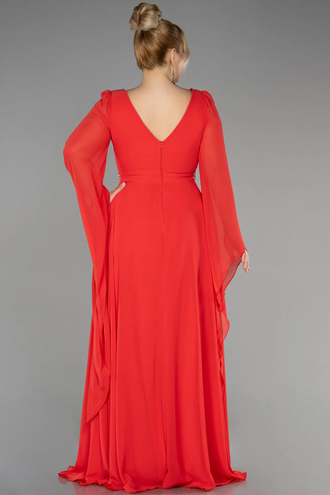 Robe De Soirée Grande Taille Mousseline Longue Violet Foncé ABU3543