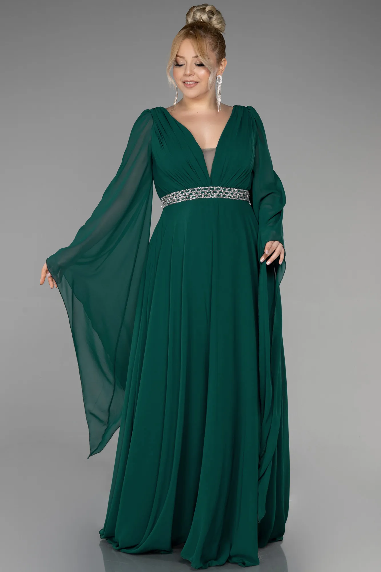 Robe De Soirée Grande Taille Mousseline Longue Violet Foncé ABU3543