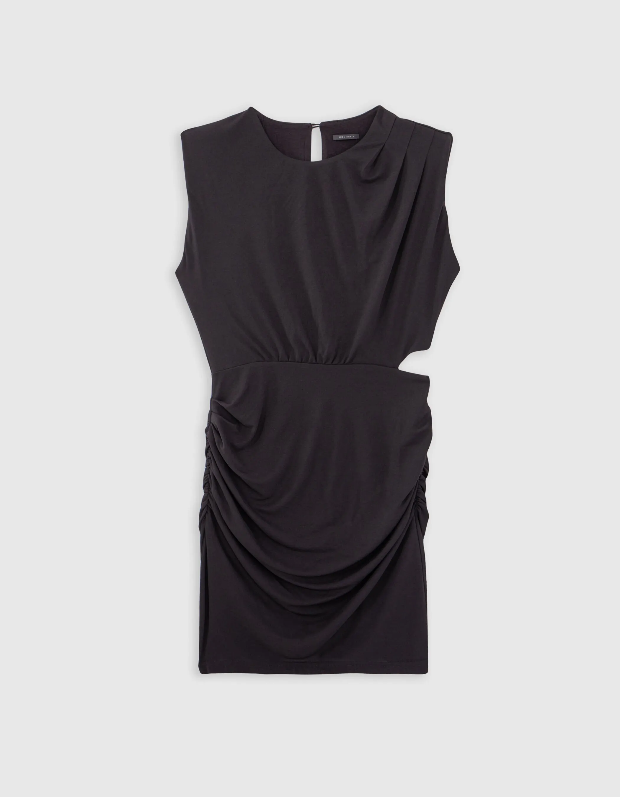 Robe noire drapée découpe asymétrique Femme