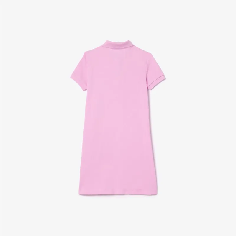 ROBE POLO FILLE LACOSTE EN PIQUÉ DE COTON UNI ROSE BONBON