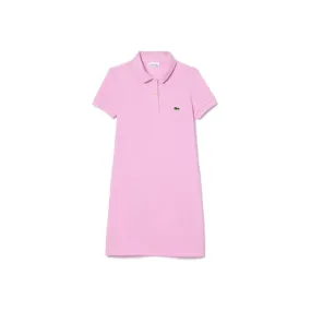 ROBE POLO FILLE LACOSTE EN PIQUÉ DE COTON UNI ROSE BONBON