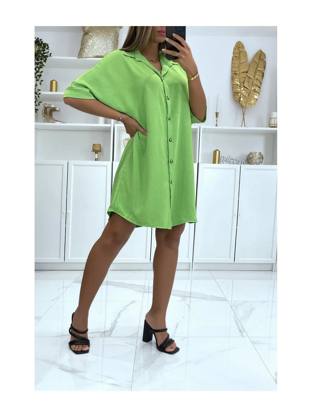 RoLR chemise ample vert pistache couleur vitaminée à jolies boutons