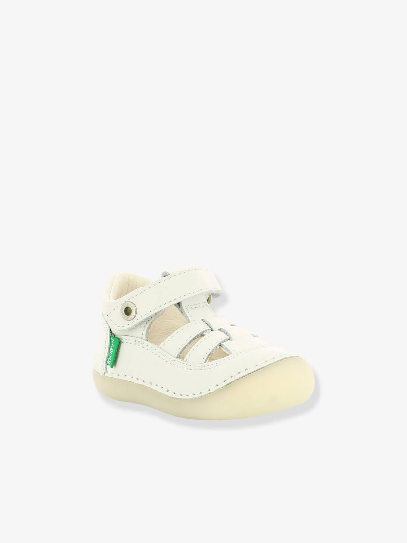 Sandales cuir bébé Sushy Originel Softers KICKERS® blanc - Kickers