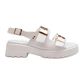 Sandales Femme Avec Boucles Cuir Eco Blanc Konanttia blanche