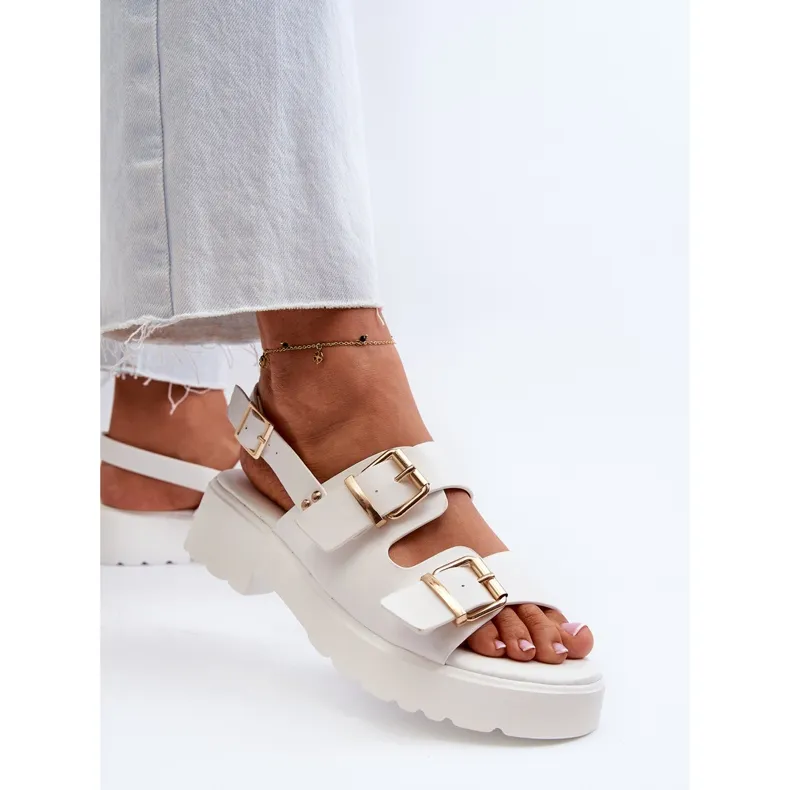 Sandales Femme Avec Boucles Cuir Eco Blanc Konanttia blanche