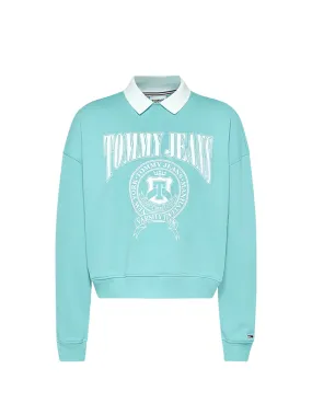 Sweat polo universitaire femme Tommy Jeans Ref 58878 L67 Ocean Tide