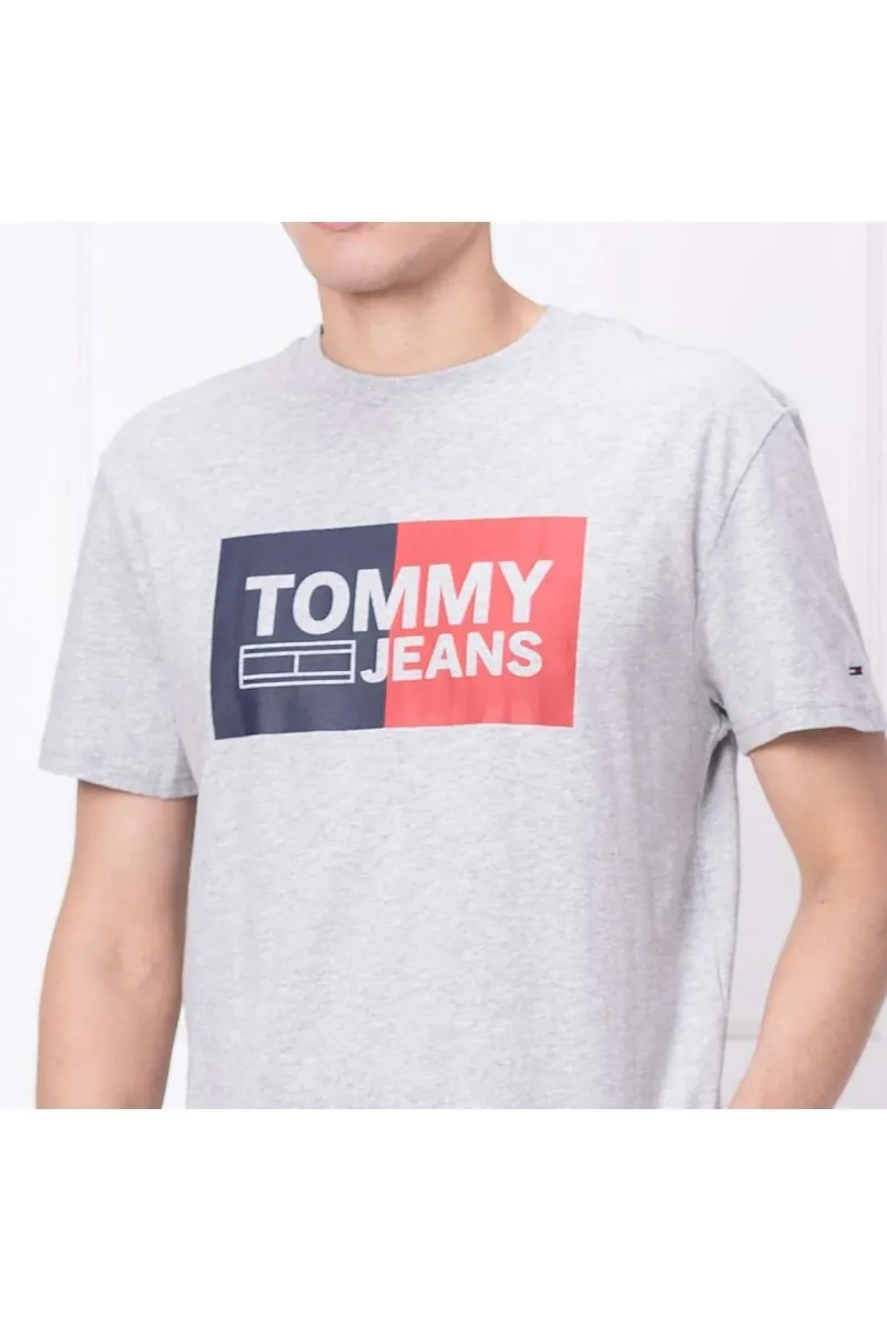 T shirt Tommy jeans homme essential split box DM0DM05549 gris