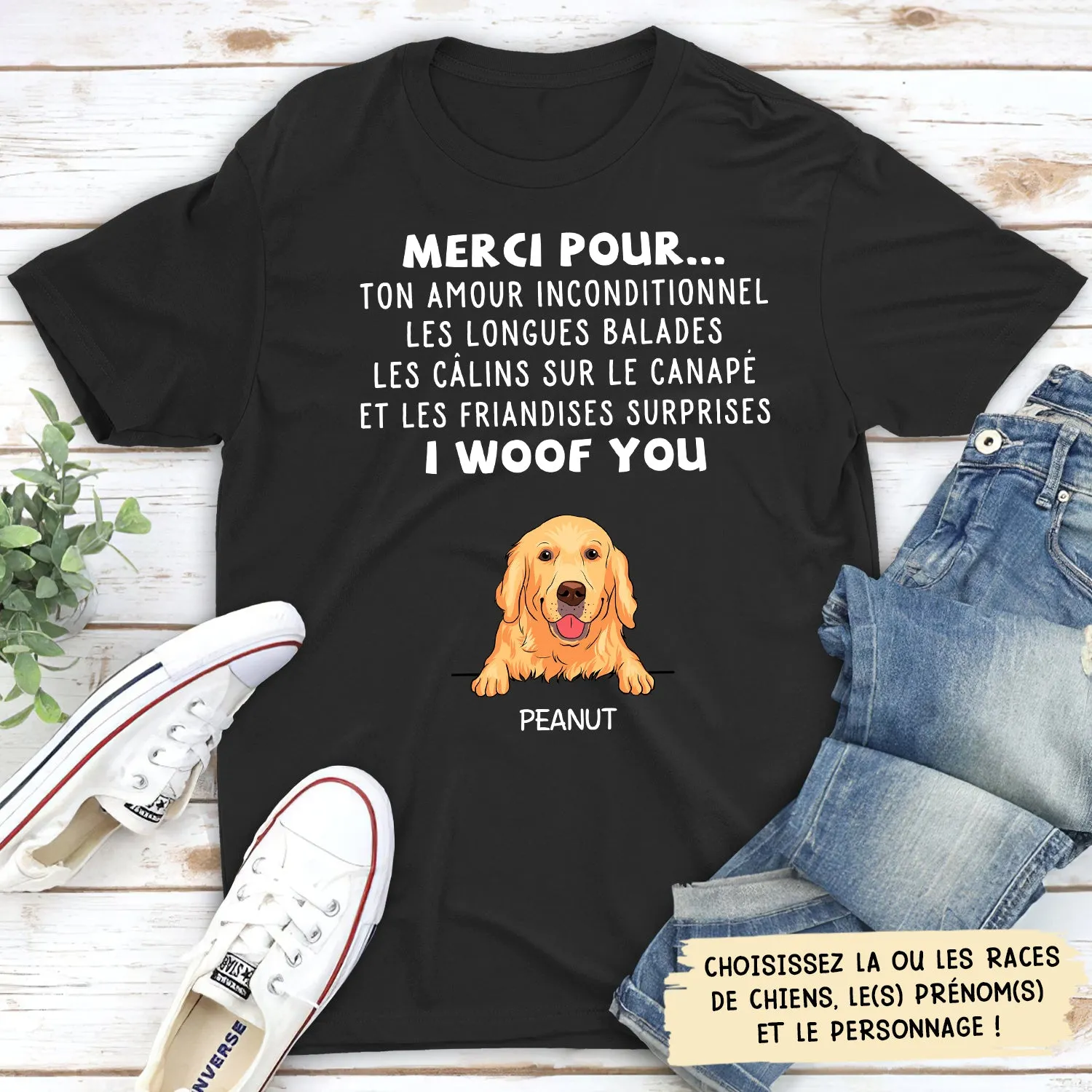 T-shirt Unisex Personnalisé - Merci Pour Tout - Chien