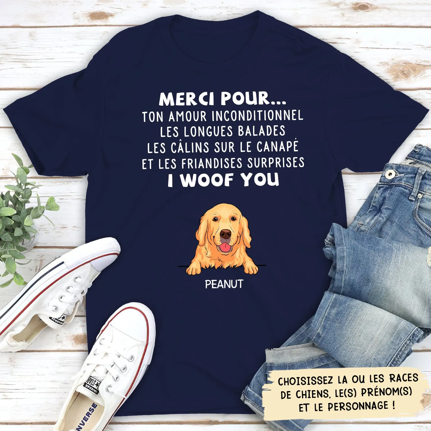 T-shirt Unisex Personnalisé - Merci Pour Tout - Chien