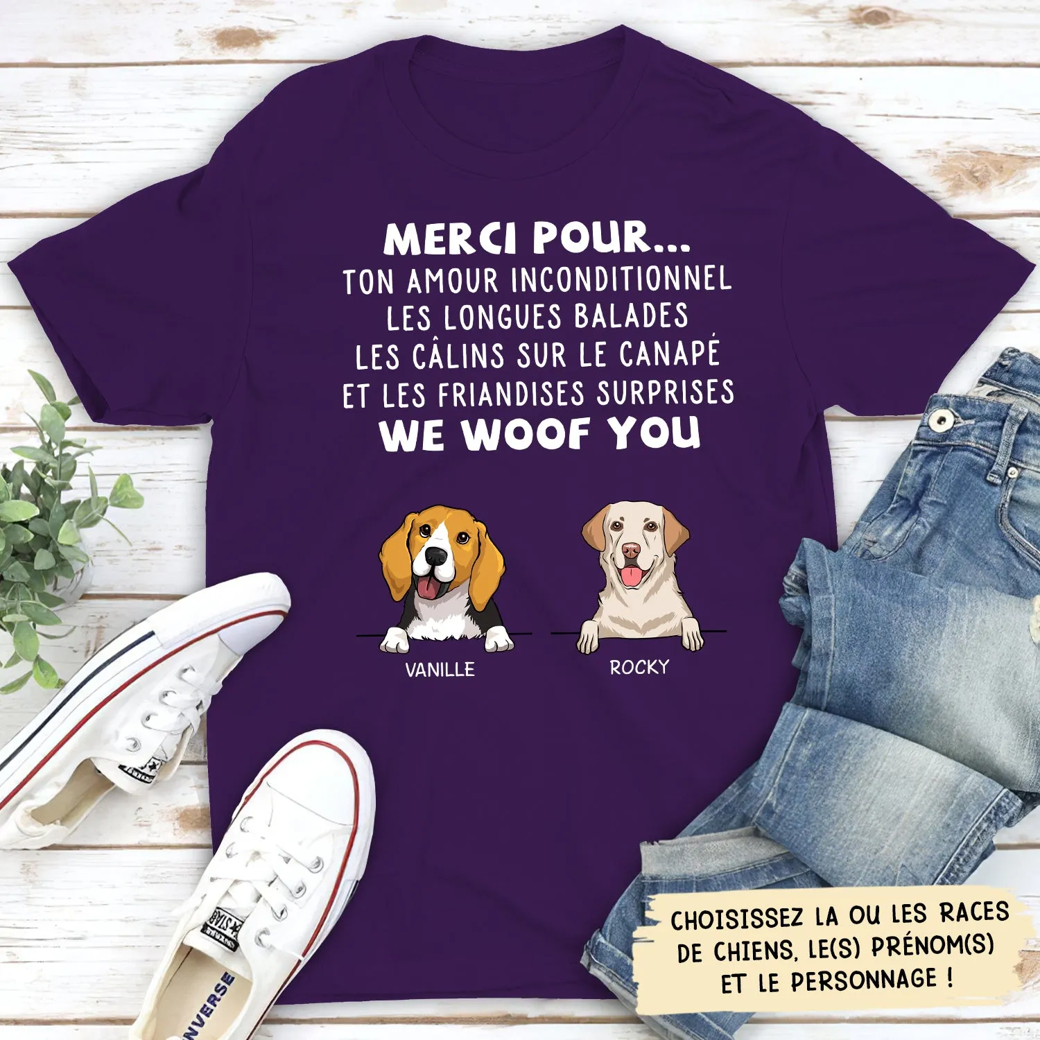 T-shirt Unisex Personnalisé - Merci Pour Tout - Chien