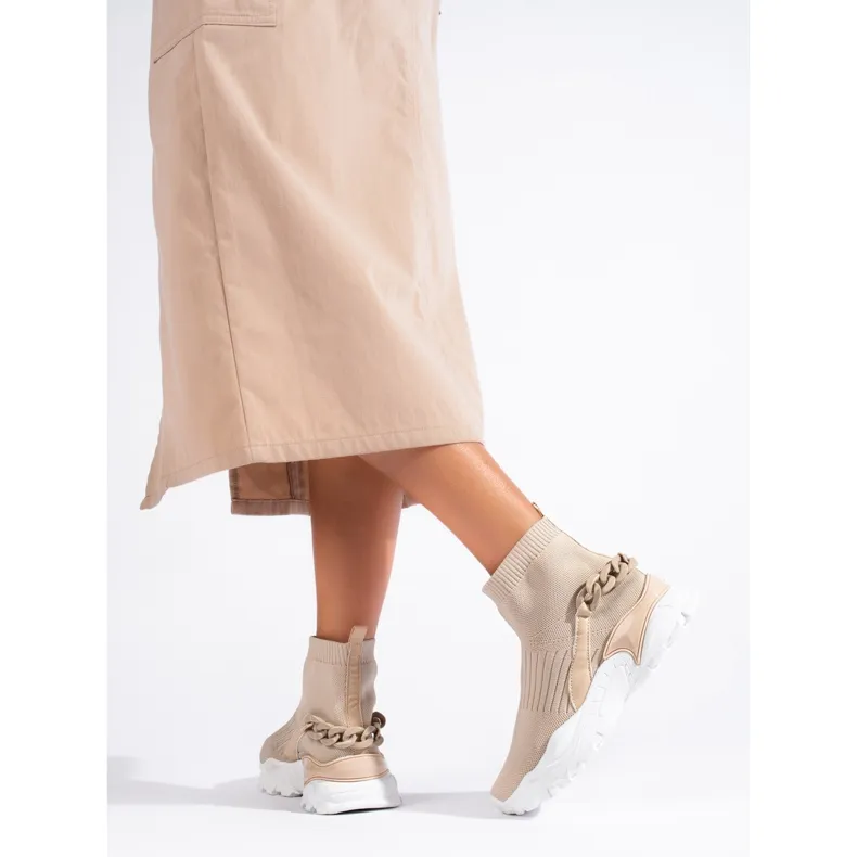 TRENDI Baskets à la mode avec une chaussette beige