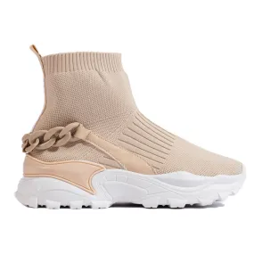 TRENDI Baskets à la mode avec une chaussette beige